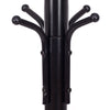 Close-up of the metal coat rack showcasing the 12 hooks, featuring a sleek black powder-coated steel design.