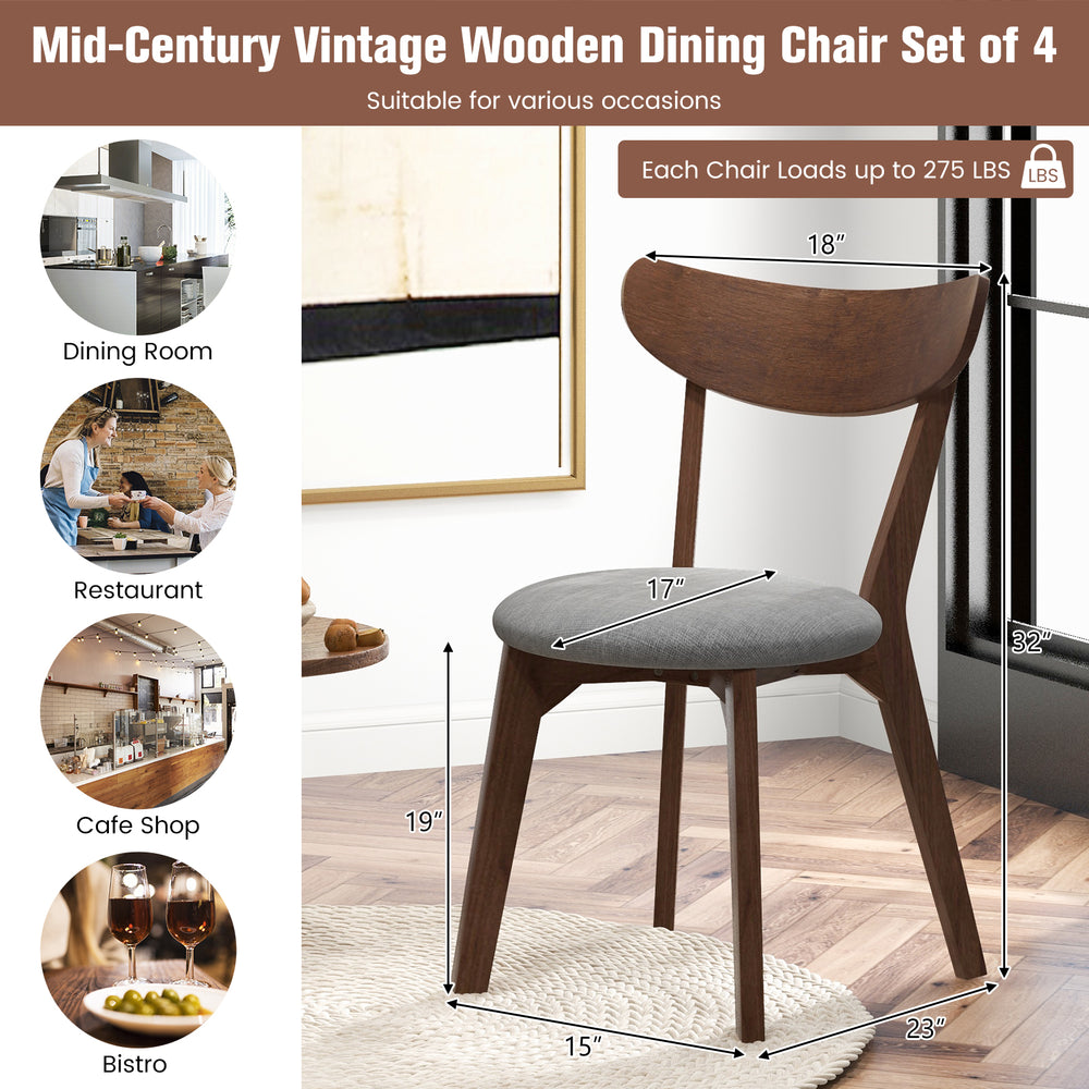 Upholstered dining chair with curved back, rubber wood legs, perfect for dining room or kitchen, supports up to 275 lbs.