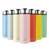 Colorful 22 oz double-walled insulated stainless steel water bottles with two lids, ideal for camping and outdoor.