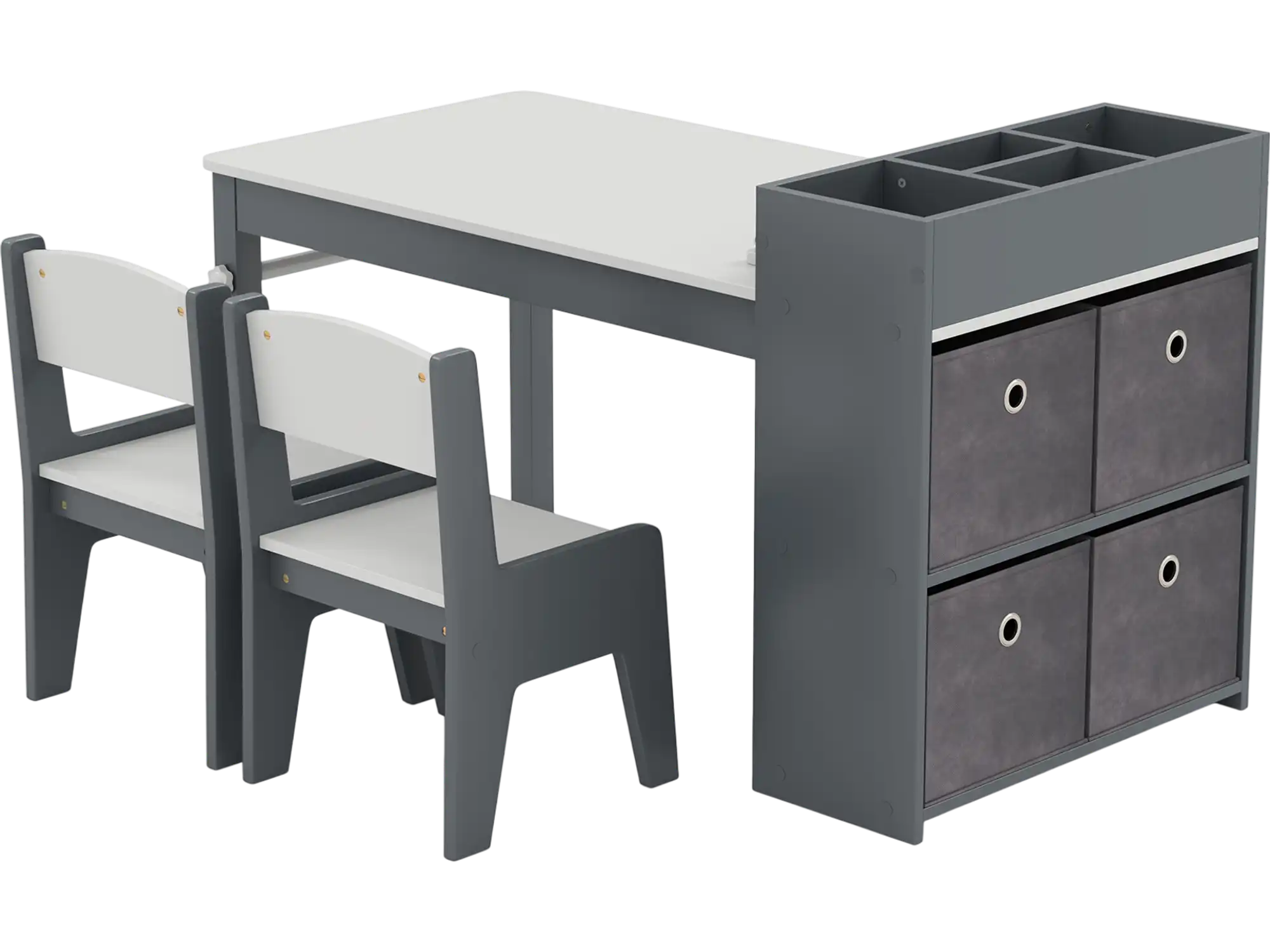 Costway Kids Art Table & 2 Chairs Set w/ Paper Roll 839576241 New