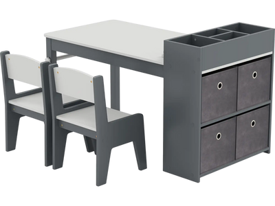 Costway Kids Art Table & 2 Chairs Set w/ Paper Roll 839576241 New