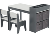 Gray kids art table and chair set featuring a large tabletop, ergonomic seating, and convenient storage compartments.
