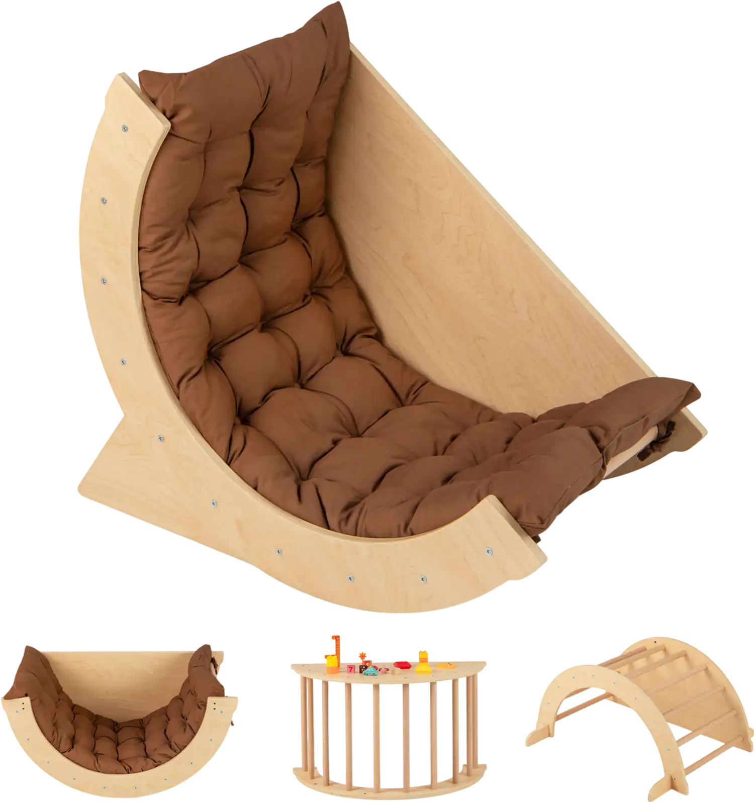 Costway Kids Montessori Arch Climber Rocker with Cushion 521476893 New