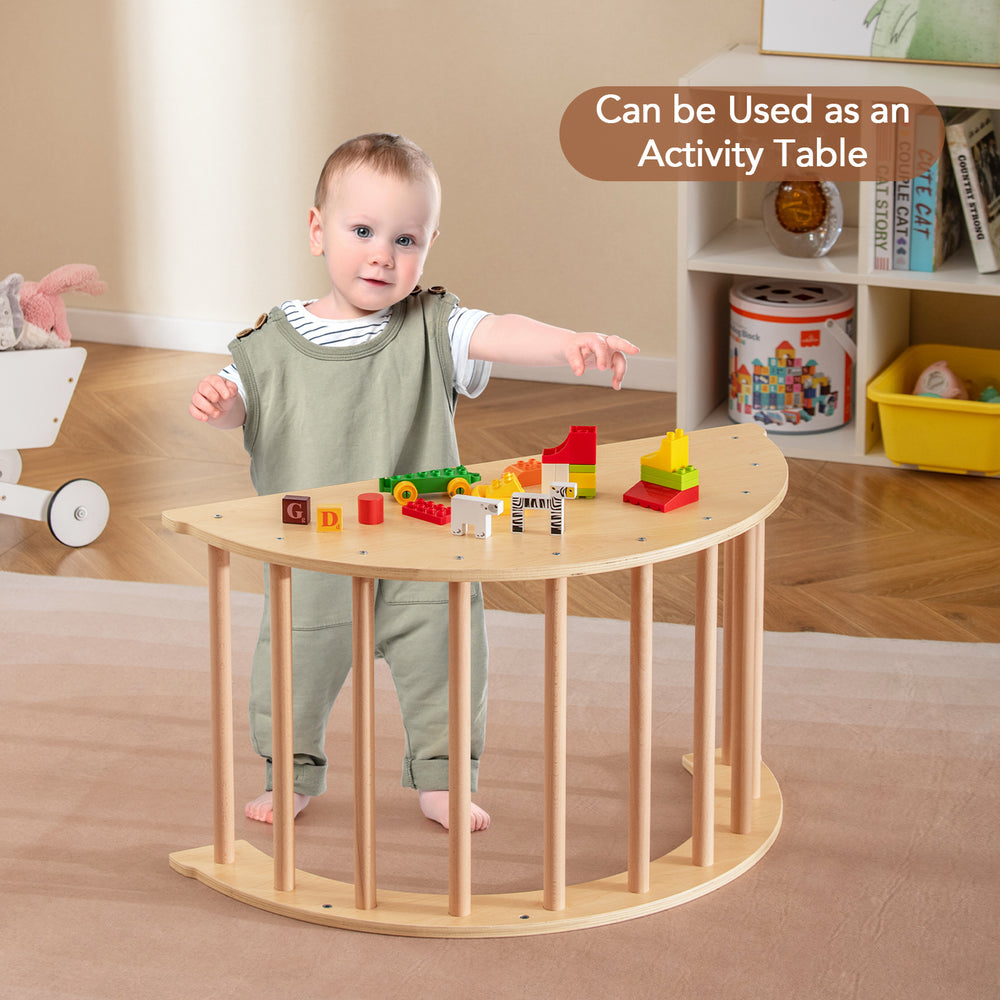 Kids Climbing Arch with Cushion Montessori Arch Climber/Rocker for Toddlers-Coffee - Gallery View 1 of 10