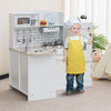 Kids kitchen playset with realistic microwave, oven, and sink, designed for imaginative cooking fun in white.