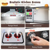 Kids Corner Pretend Kitchen Playset featuring realistic range hood, microwave, and dual stoves for imaginative play.