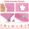 Child-friendly pink kids desk details, featuring a waterproof surface, rounded corners, and reinforced connections.