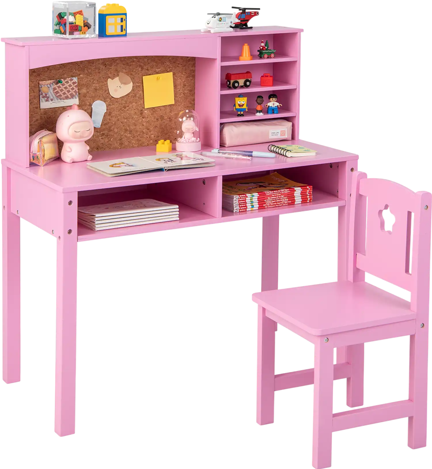 Costway Kids Desk Chair Set Hutch Bulletin Board 53824967 New