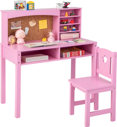 Costway Kids Desk Chair Set Hutch Bulletin Board 53824967 New