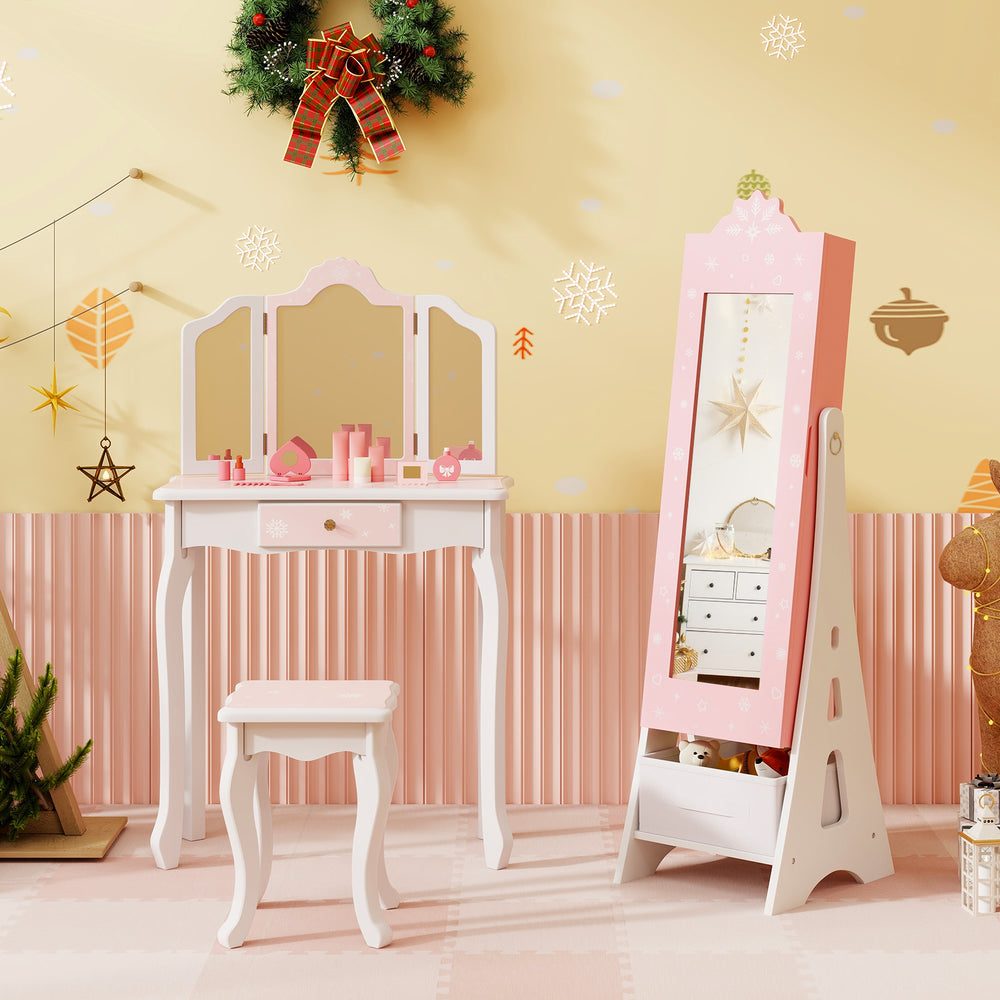 Kids Jewelry Cabinet with Full-Length Mirror and Foldable Drawer - Gallery View 5 of 10