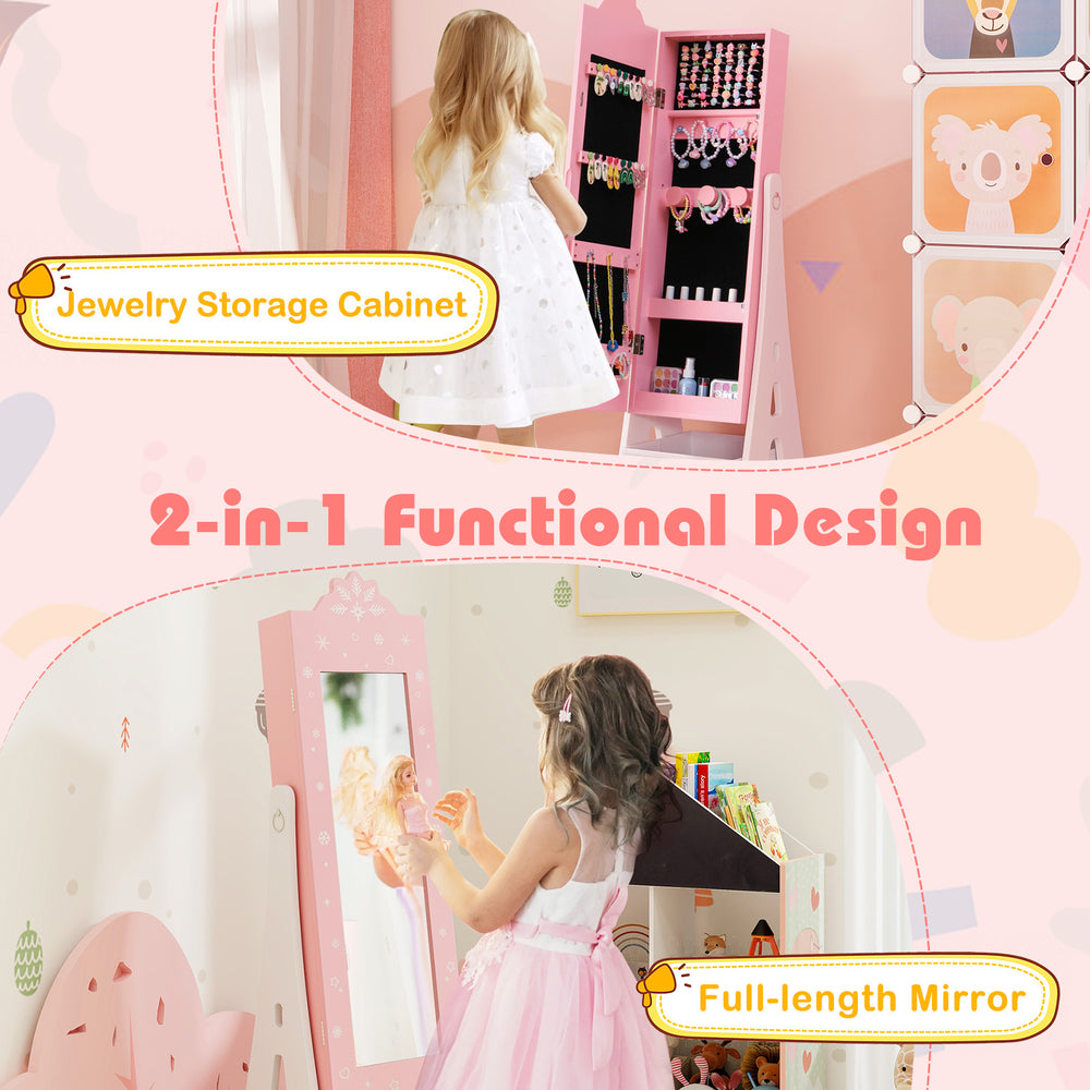 Kids Jewelry Cabinet with Full-Length Mirror and Foldable Drawer - Gallery View 10 of 10