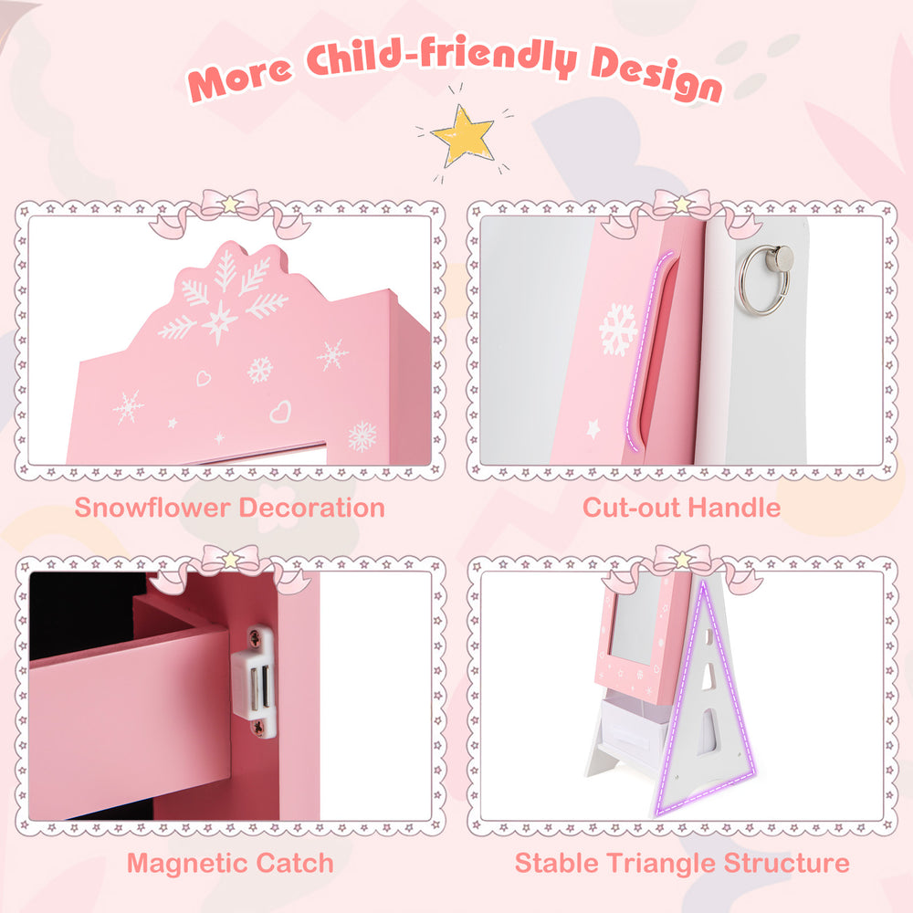 Kids Jewelry Cabinet with Full-Length Mirror and Foldable Drawer - Gallery View 6 of 10