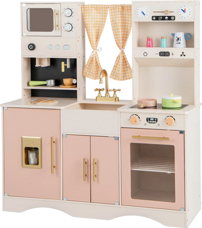 Costway Kids Wooden Play Kitchen Set Microwave Coffee Maker 23154679 New