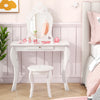 Kids Princess Makeup Dressing Play Table Set with Mirror-Off White - Gallery View 1 of 8