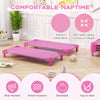 Kids stackable daycare cots in pink with detachable Oxford fabric, designed for comfort and easy cleaning.