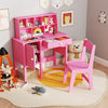 Kids Study Desk and Chair Set with Chair Hutch and Storage Cabinet for 3+ Years Old-Pink - Gallery View 1 of 10
