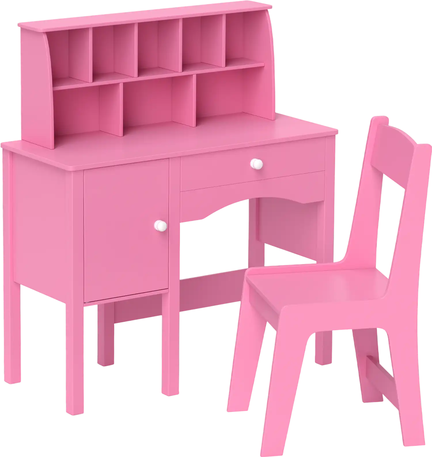 Costway Kids Study Desk & Chair Set w/ Hutch Storage Cabinet 974613582 New