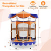 64-inch kids trampoline with detachable canopy, safety enclosure net, and foam-wrapped handrail for outdoor fun.