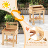 Kids wooden barbecue grill playset with wheels, 25 accessories, and limiting stopper for safe lid placement. Ideal for.