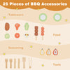 Kids wooden barbecue grill playset with 25 accessories, featuring realistic BBQ experience for imaginative play.