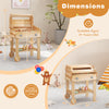 Kids wooden barbecue grill playset with wheels, 25 BBQ accessories, ideal for pretend play in backyards or playrooms.