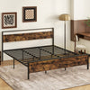 King Metal Bed Frame Industrial Platform Bed with Wooden Headboard-King Size - Gallery View 1 of 10