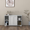 Kitchen Storage Cupboard Cabinet with Sliding Door-Antique White - Gallery View 1 of 13