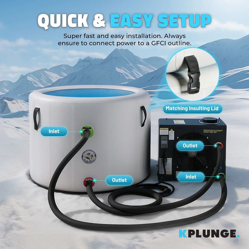 K-Plunge Arctic Fox Inflatable Cold Plunge Hot Tub 1-Person with Lid and Pump New