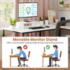 L-shaped computer desk in white with monitor shelf, power outlets, and ample workspace for gaming and writing.