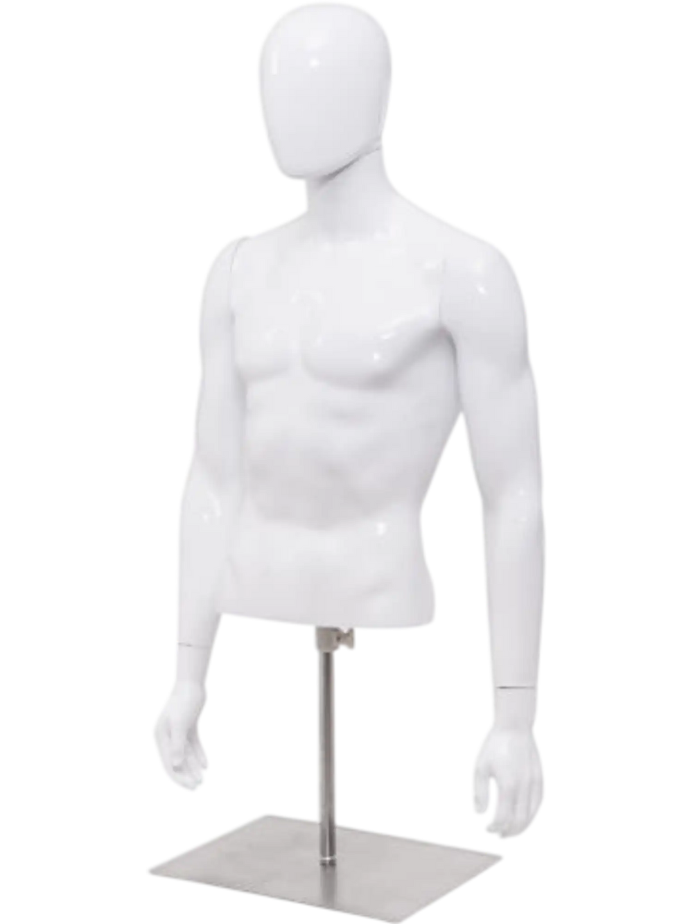 Plastic Half Body Head Turn Male Mannequin with Base