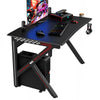 K-shaped gaming desk with a spacious MDF surface and rock-solid construction, designed for stability and a clutter-free.