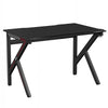 K-shaped gaming desk with a durable MDF surface and rock-solid construction for enhanced stability and a better gaming.