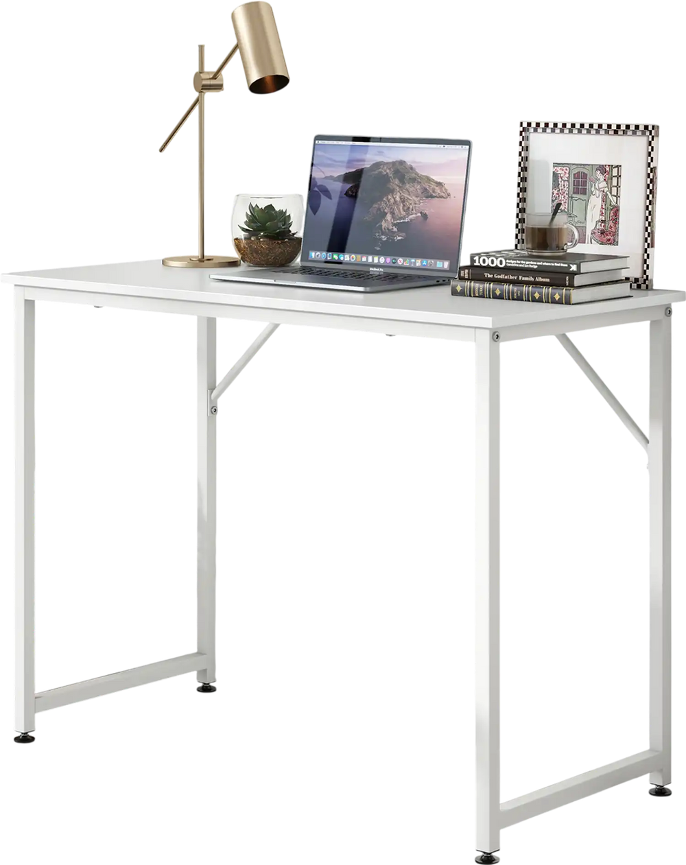 L-shaped white computer desk with spacious legroom and sturdy MDF board, ideal for home office or study use.