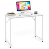 White L-shaped computer desk with spacious surface, sturdy MDF board, and adjustable foot pads for home or office use.