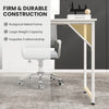 L-shaped computer desk in white with a rustproof metal frame, spacious legroom, and modern design for home or office.