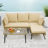 Costway L-Shaped Patio Sofa with Cushions and Tempered Glass Table New