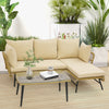 Costway L-Shaped Patio Sofa with Cushions and Tempered Glass Table New