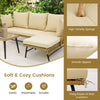 Costway L-Shaped Patio Sofa with Cushions and Tempered Glass Table New