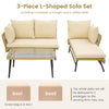 Costway L-Shaped Patio Sofa with Cushions and Tempered Glass Table New