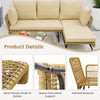 Costway L-Shaped Patio Sofa with Cushions and Tempered Glass Table New