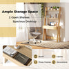 Ladder shelf desk bookcase with countertop and drawer, featuring 2 open shelves for ample storage in natural finish.
