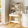 Ladder Shelf Desk Bookcase with Countertop, Drawer and 2 Shelves-Natural - Gallery View 1 of 10
