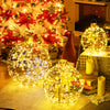 Three pre-lit lantern balls with 732 LED lights, showcasing different sizes and patterns, perfect for festive decor.