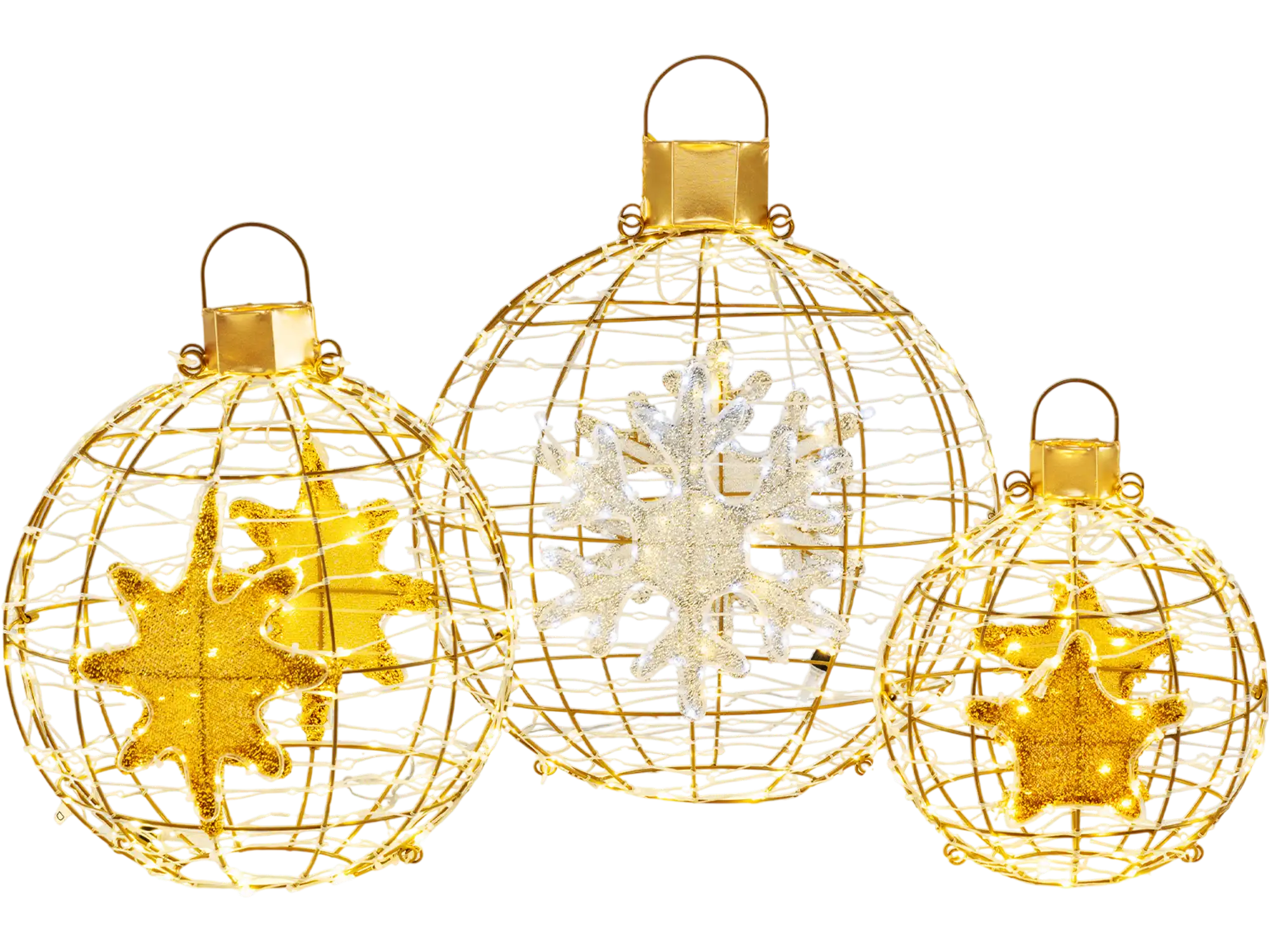 Costway 3-Pc Pre-Lit Lantern Balls 732 LED Lights w/ Ground Stakes 65384721 New