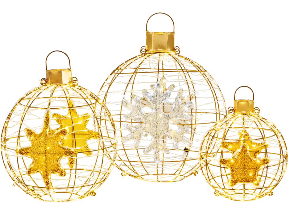 3 Pieces Pre-Lit Lantern Balls with 732 Bright LED Lights and Ground Stakes