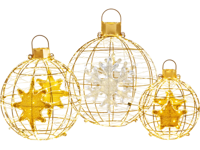 Costway 3-Pc Pre-Lit Lantern Balls 732 LED Lights w/ Ground Stakes 65384721 New