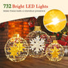 Three pre-lit lantern balls with 732 bright LED lights, showcasing unique patterns, perfect for outdoor decoration.