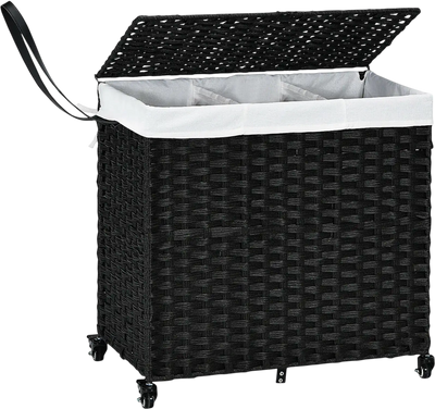 Costway Laundry Hamper with Wheels Lid 94253601 New