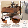 Lift top coffee table in rustic brown with hidden compartment, smooth lift mechanism, and sturdy metal frame for.