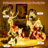 Lighted 3-piece Christmas reindeer family set with LED lights and bows, perfect for festive indoor or outdoor.